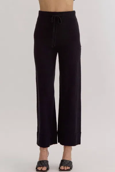 Entro Knit Drawstring Pants In Black In Black