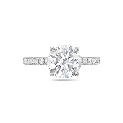 Diana M. 14kt White Gold Round Lab Grown Diamond Engagement Ring With 4 Ct Center And 0.70 Cts On Sides In White