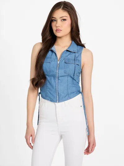 Guess Factory Niecy Chambray Vest In Multi