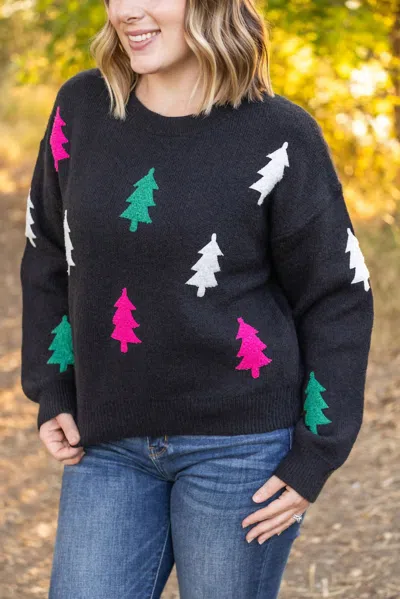 Michelle Mae Festive Bright Trees Sweater In Multi In Multi