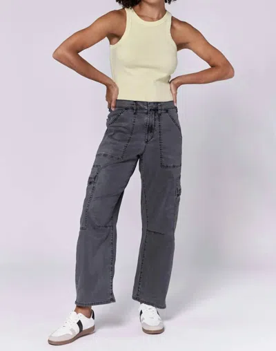 Dear John Denim Lasso High Rise Baggy Cropped Pants In Charcoal In Pink