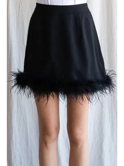 Jodifl Feather Mini Skirt In Black In Black