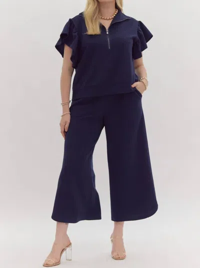 Entro Just Admit It Pant Set In Navy Blue In Blue