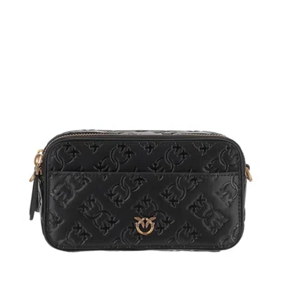 Pinko Ini Camera Bag With Love Birds Motif In Black