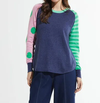 ZAKET & PLOVER SPOTS AND STRIPES SWEATER IN DENIM 