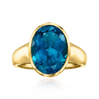 Ross-simons Bezel-set London Blue Topaz Ring In 18kt Gold Over Sterling In Blue