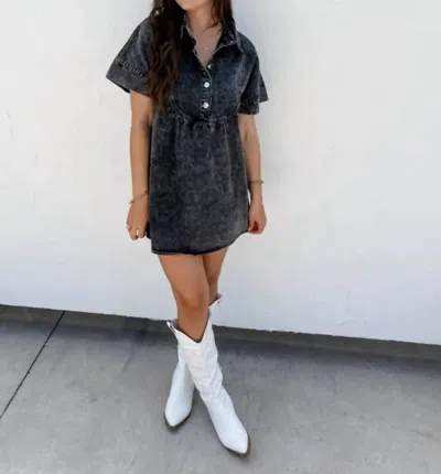 Blakeley Last Dance Denim Dress In Washed Black In Black