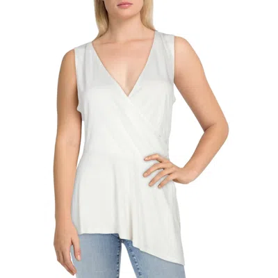 Bcbgmaxazria Womens Ruched V-neck Blouse In White