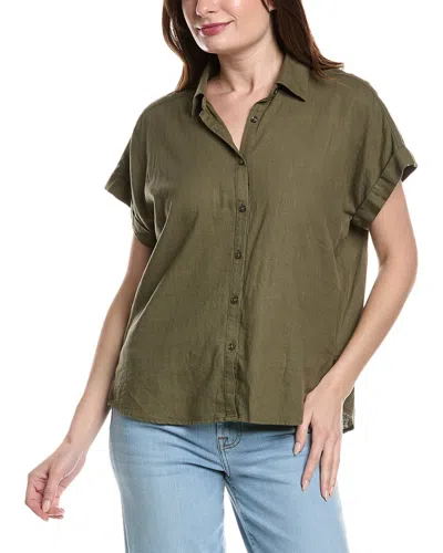 7 For All Mankind Easy Linen-blend Shirt In Green