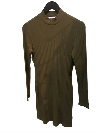 Bella Dahl Mini Mock Neck Dress In Olive Bronze In Multi