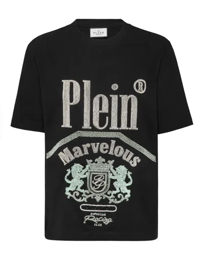 Philipp Plein Jersey T-shirt Man Fit Round Neck Ss Marvelous In Black