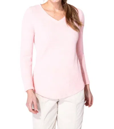 Escape By Habitat Waffle Knit Hi-lo V-neck In Pink In Pink