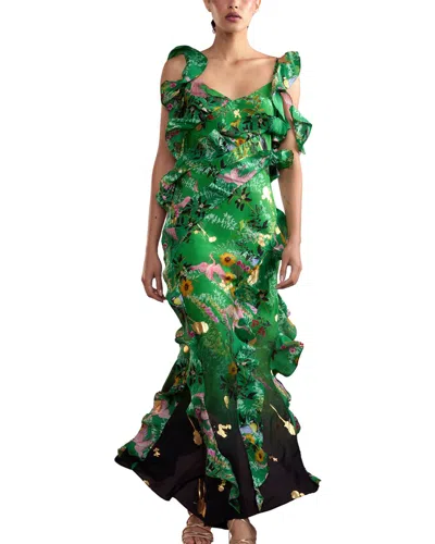 Cynthia Rowley Secret Garden Silk Maxi Dress In Green