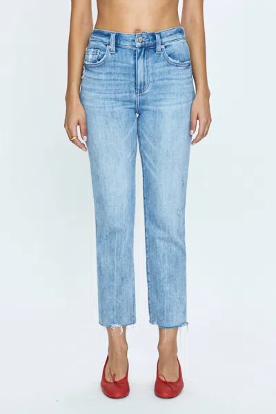 Pistola Kate Distressed Raw Hem Ankle Straight Leg Jeans In Multi