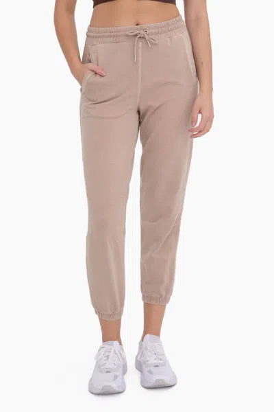 Mono B Twill Joggers In Taupe In Grey