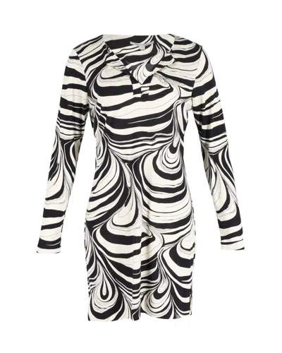 Diane Von Furstenberg "reina" Printed Mini Dress In Black And White Cotton In Multi