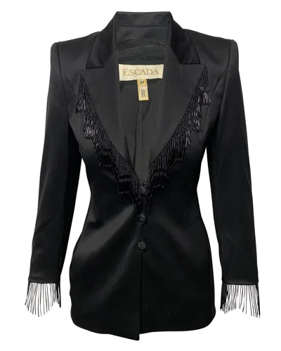 Escada Embellished Trouser Suit Set In Black Wool In Black