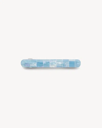 Outlet Midi Paris Barrette In Blue Shell Checker In Multi