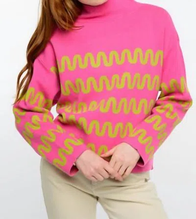 Ivy Jane Squiggle Sweater In Hot Pink In Pink