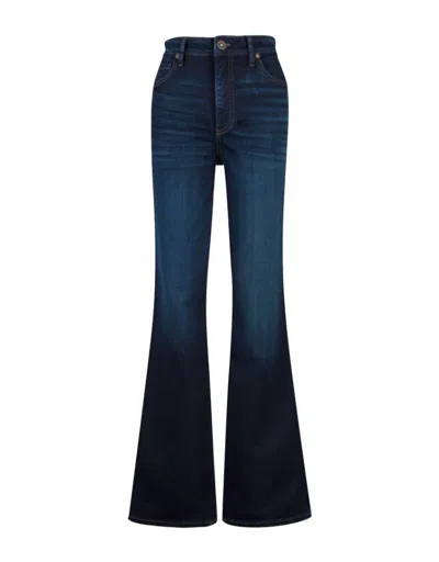 Edyson Grant High Rise Long Flare Jeans In Dark Camden Wash In Multi