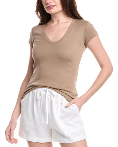 Splendid 1x1 V-neck T-shirt In Brown