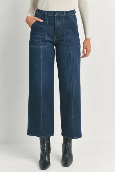 Just Black Denim Utility Full Length Jeans In Dark Denim In Blue