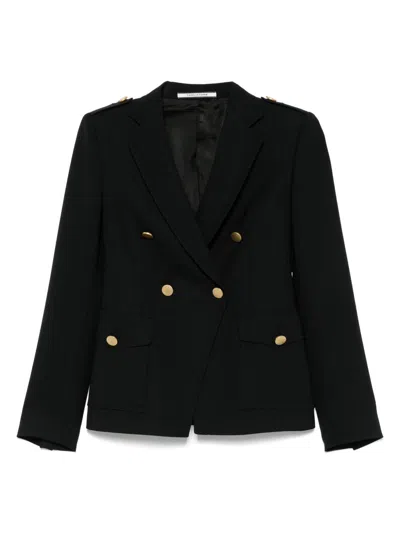 Tagliatore Wool Double-breasted Jacket Featuring Back Vent In Black