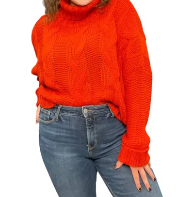 Cozy Co. Cable Knit Sweater In Scarlet In Red