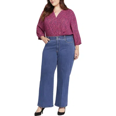 Nydj Plus Waist Match Womens Tummy Slimming Denim Wide Leg Jeans In Multi