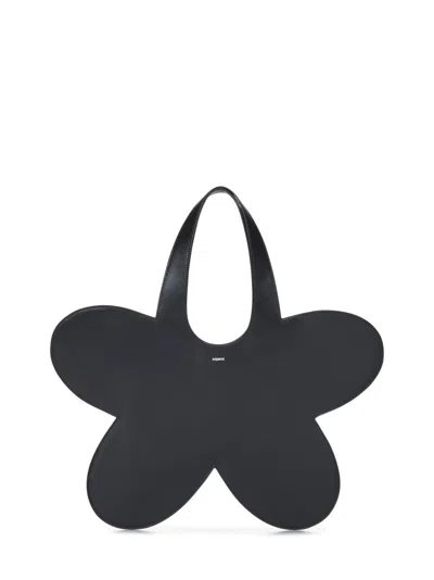 Coperni Flower-shaped Black Calf Leather Tote Bag In Black