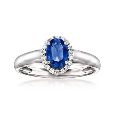 Ross-simons Sapphire And . Diamond Ring In Platinum In Blue
