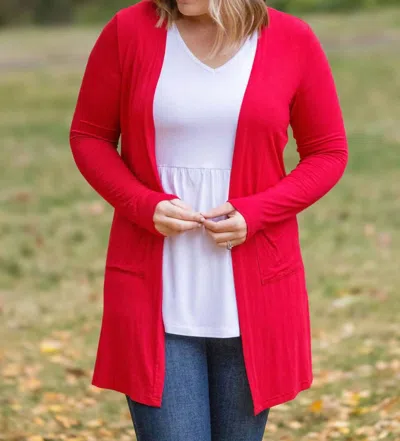 Michelle Mae Classic Cardigan In Red In Red