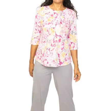 Habitat Antique Floral Elbow Sleeve Tee In Peony In Red