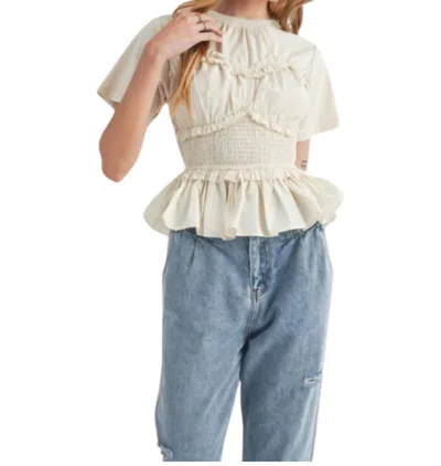 Mable Annie Peplum Top In Beige In Beige