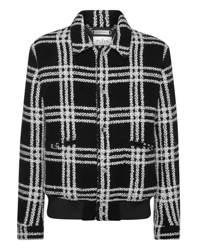 Philipp Plein Alpaca Wool Bomber Gothic Plein In Multi