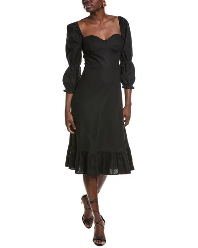 Opt O. P.t Kourtney Linen-blend Midi Dress In Black