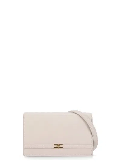 ELISABETTA FRANCHI BEIGE POCHETTE WITH LOGO 