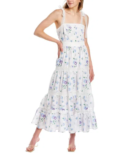 Beulah Tiered Midi Dress In Blue