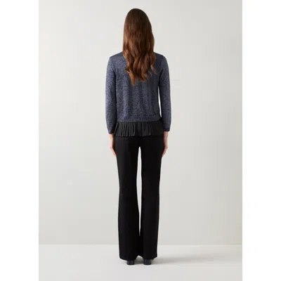 Lk Bennett Mary Pleated Knit Top In Blue