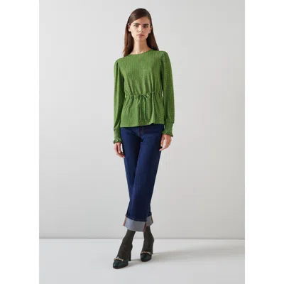 Lk Bennett Womens Mul-green Ellie Chain-print Stretch-jersey Top In Green