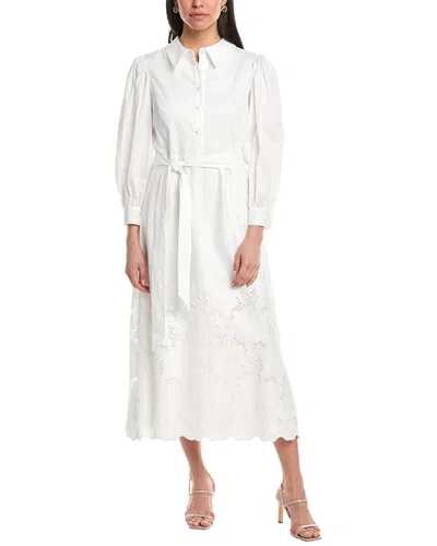 Mikael Aghal Cotton-blend Guipure Lace Midi Shirt Dress In White