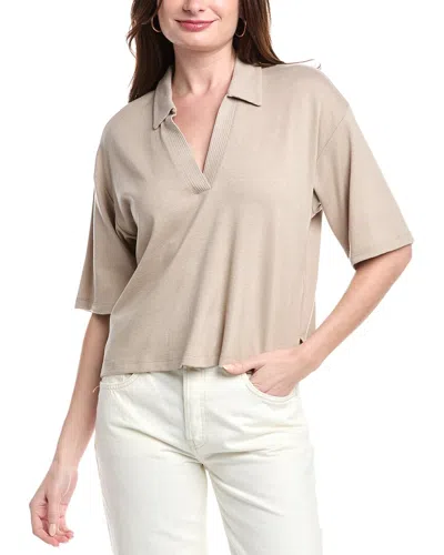 Splendid Brooke Short Sleeve Polo In Fawn In Multi
