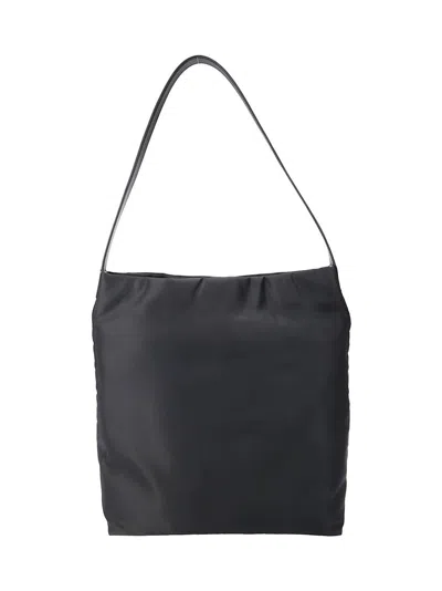 Aesther Ekme Black Calfskin Shoulder Bag With Magnetic Closure In Black
