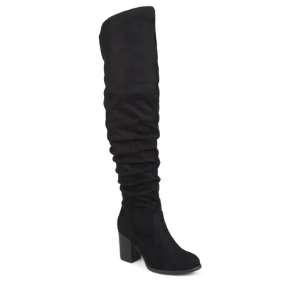 Journee Collection Kaison Womens Faux Suede Wide Calf Thigh-high Boots In Black