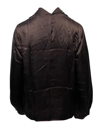 Vince Twist Neck Blouse In Brown Silk In Brown