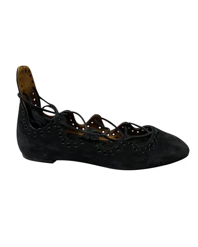 Isabel Marant Lace Up Flats In Black Suede In Black