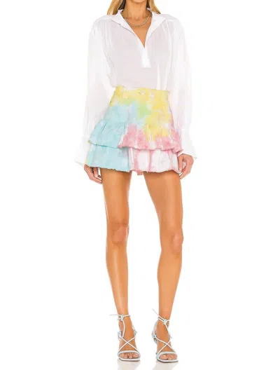 Loveshackfancy Landen Mini Skirt In Rainbow Radial Tie Dye In Multi