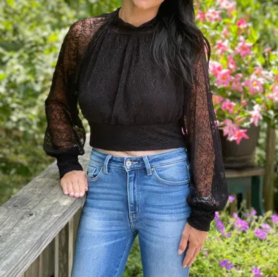 She + Sky Lacy Top In Black In Black