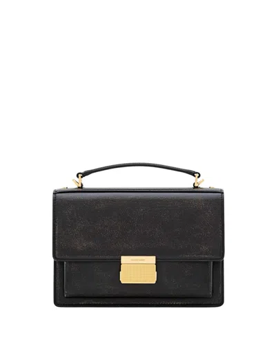 Golden Goose Venezia Bag Palmellato Leather Body Gold Metal Details Bags In Black
