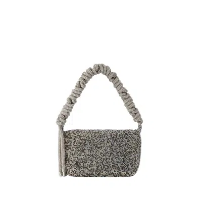 Kara Black Rhinestones Handbag In Black